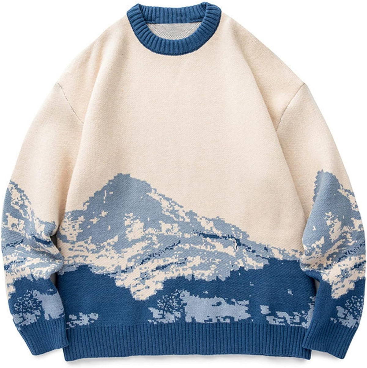 Arssm Mens Oversized Sweater Vintage Y2K Graphic Knit Crewneck Pullover
