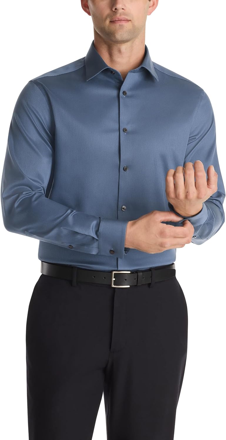 Calvin Klein Mens Dress Shirt Regular Fit Non Iron Stretch Solid