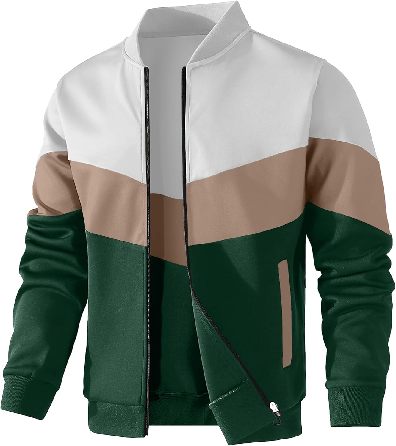 HYPESTFIT Mens Lightweight Jacket Casual Bomber Jacket Color Block Varsity Coat