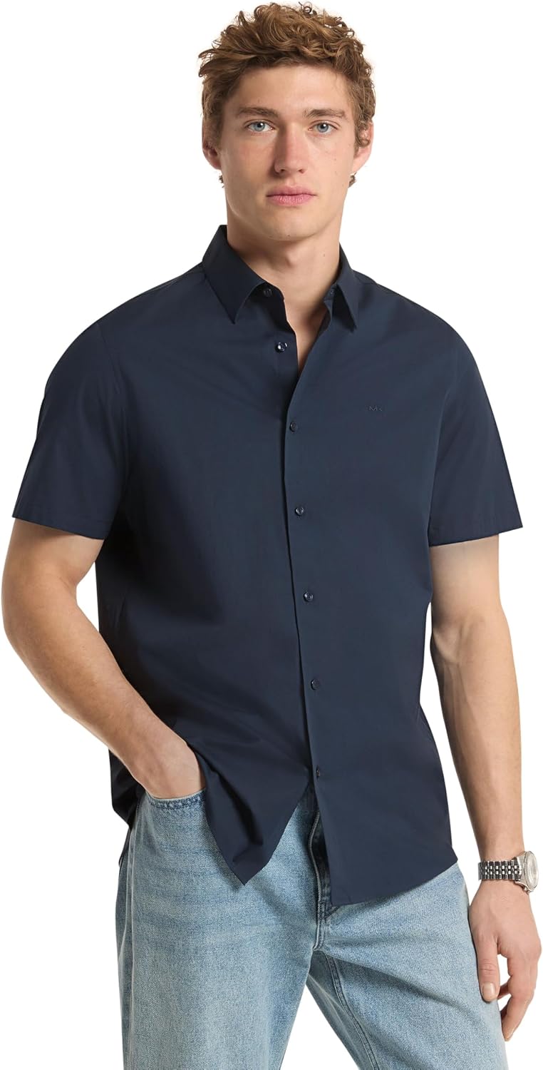 Michael Kors Men's Short Sleeve Cotton Stretch Shirt