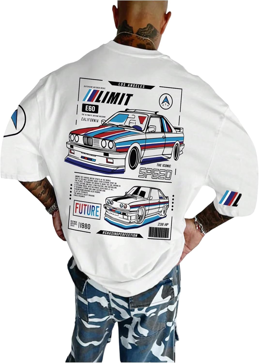 SOLY HUX Men's Graphic Tees Letter Car Print Short Sleeve