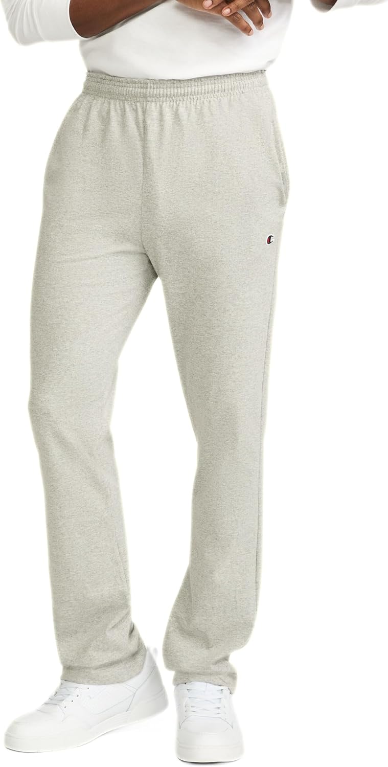 Champion Men's Open-Bottom Lounge Pants, Standard Fit, Lightweight 100% Cotton, Available in Regular and Big & Tall