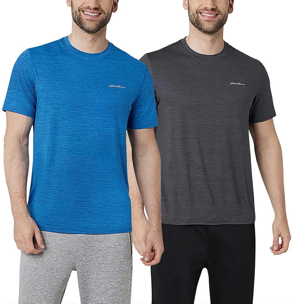 Eddie Bauer Men’s Motion Tee T Shirts, 2 Pack Gifts for Him Mens Crew Neck Tshirts Shirts Half Sleeve Tshirt Men, Tee Shirts