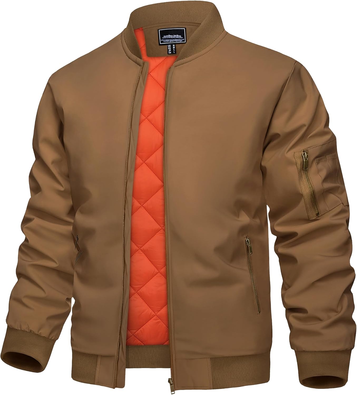 KEFITEVD Men's Bomber Jackets Fall Winter Windbreaker Warm Jacket Full Zip Padded Casual Work Coats