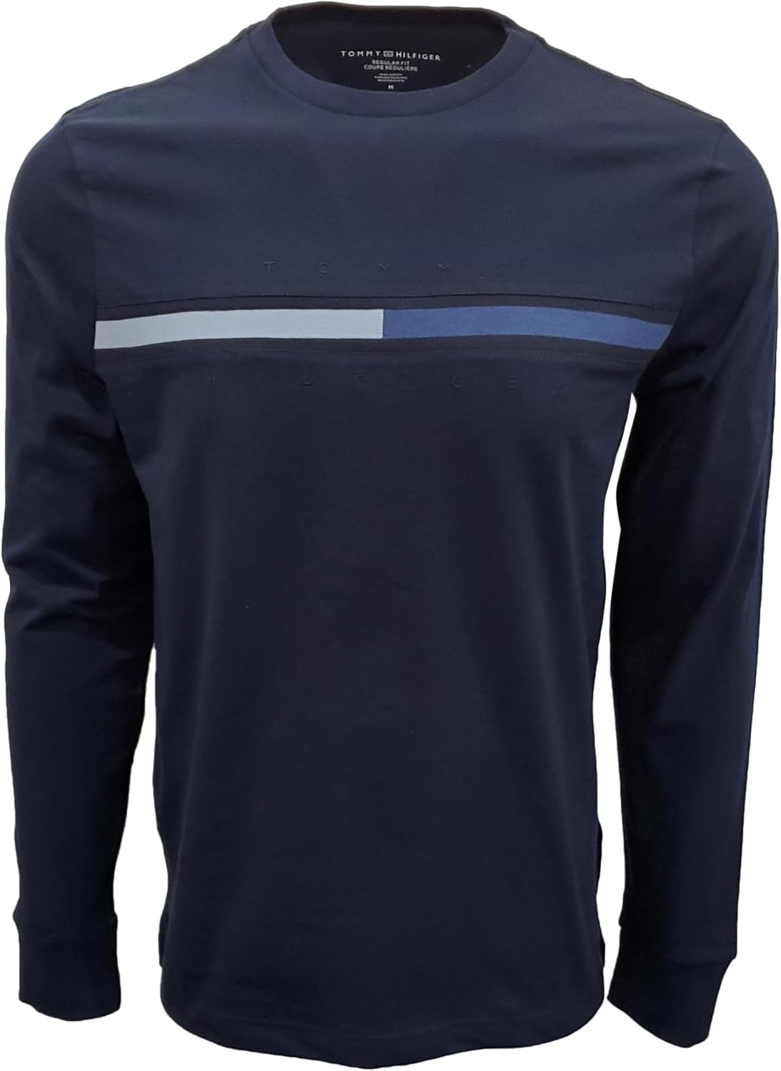 Tommy Hilfiger Men's Long-Sleeve Tonal Flag Logo Crewneck T-Shirt