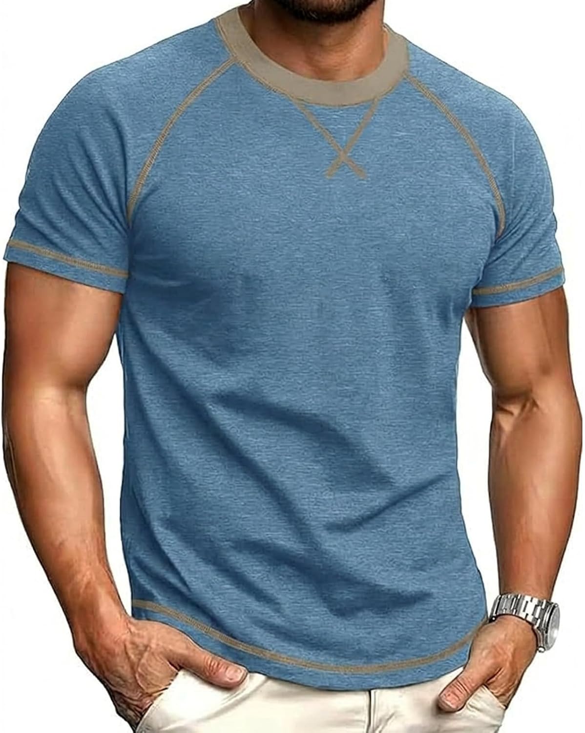 Lexiart Mens T-Shirt Short Sleeve Casual Shirts Stylish Crew Neck Tees Breathable Lightweight Soft