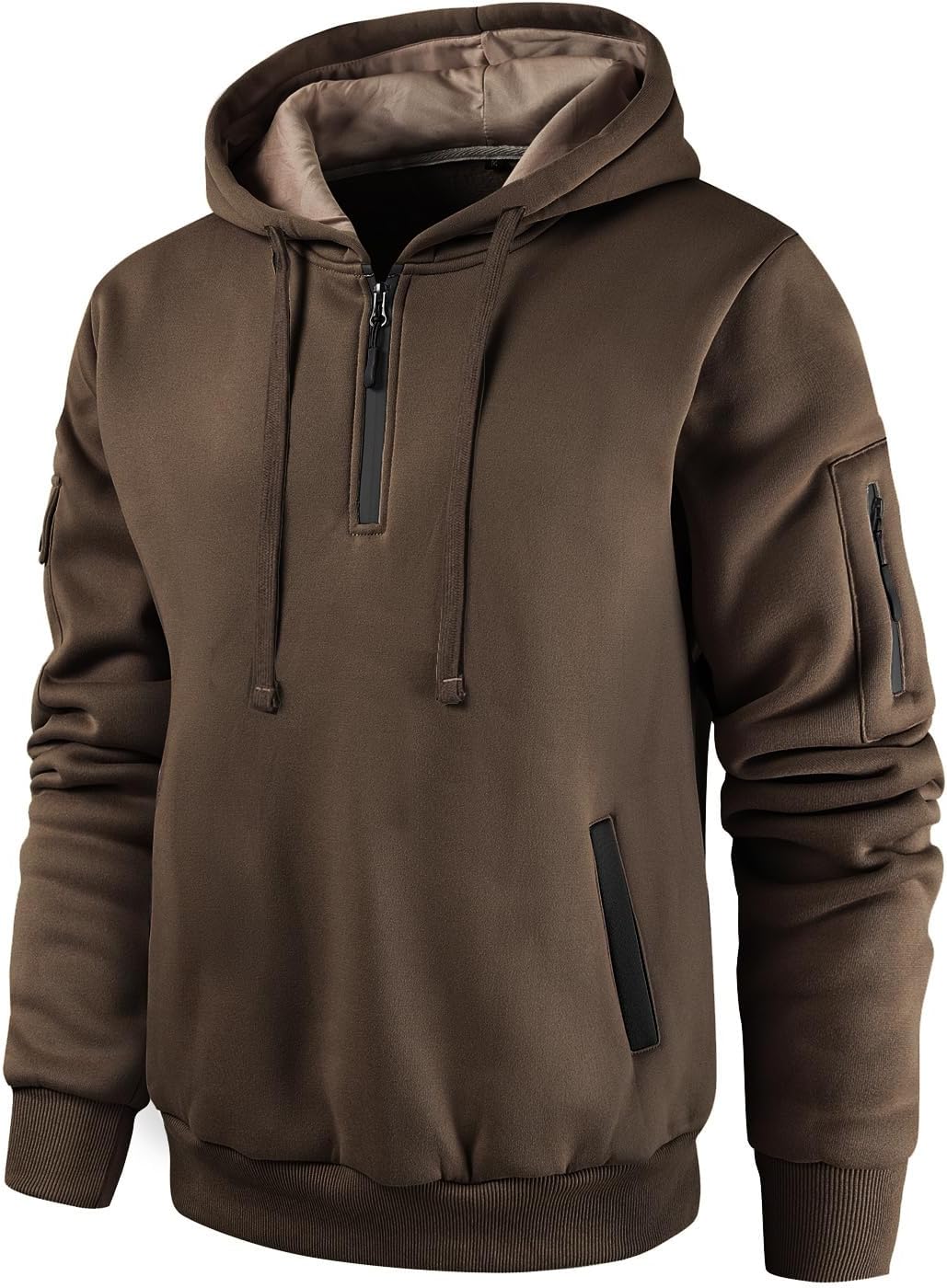 Leidowei Men's Hoodies Casual Pullover Hooded Sweatshirt Long Sleeve Quarter Zip Hoody Tops With Kangaroo Pocket