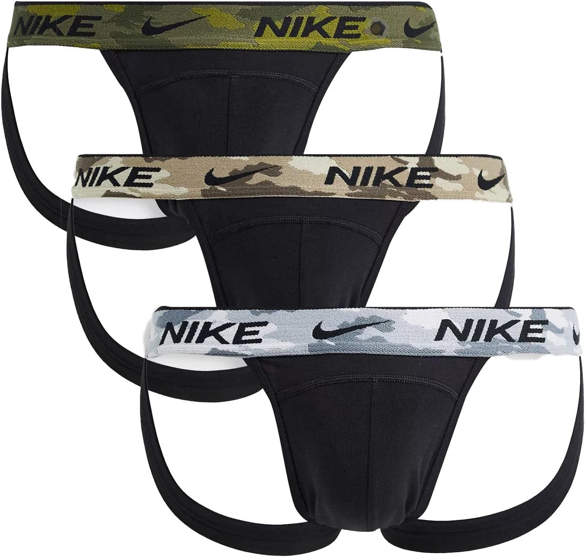 Nike Men`s Dri-FIT Essential Cotton Stretch Jock Strap 3 Pack (B(KE1188-011)/G, XX-Large)