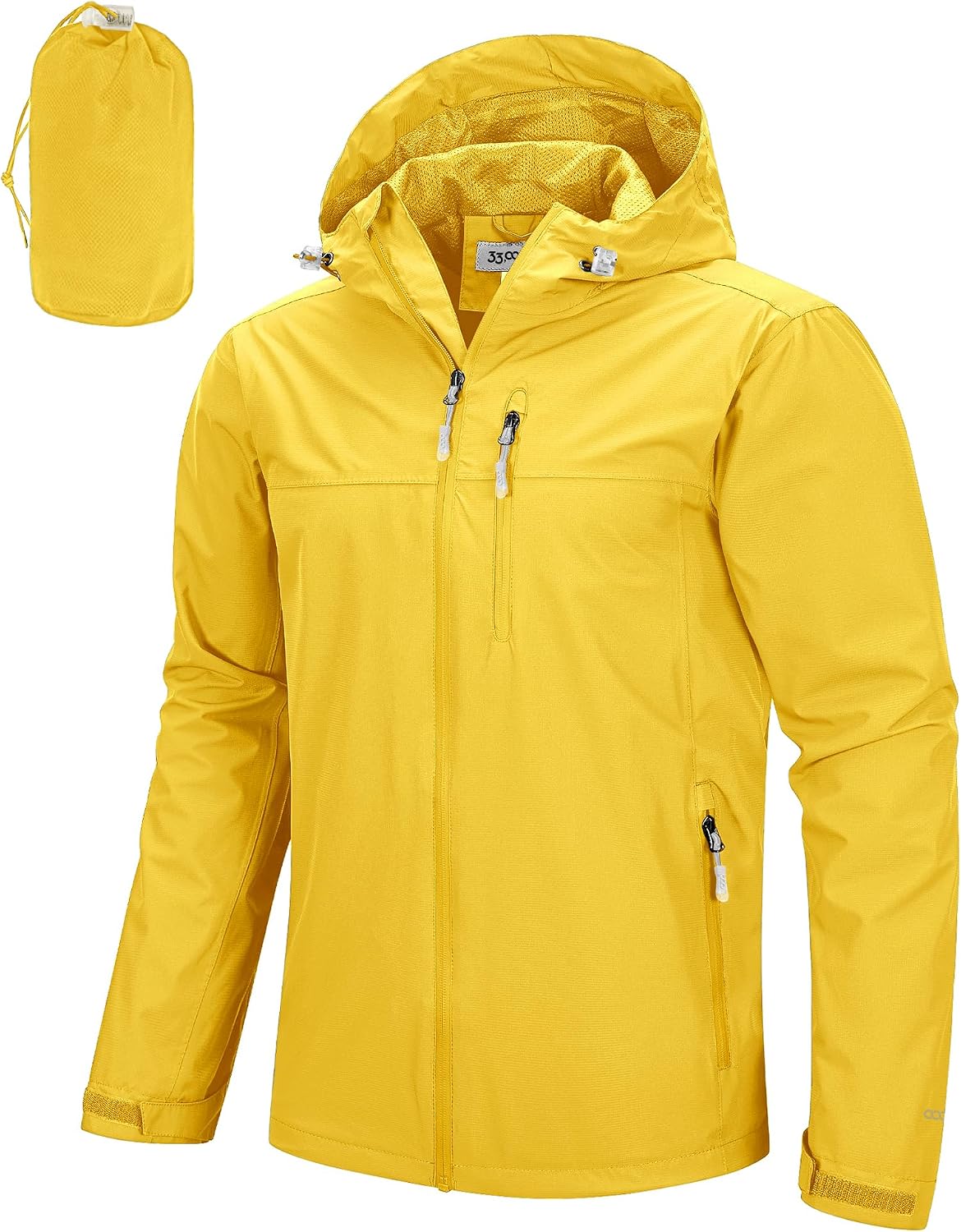33,000ft Men's Packable Rain Jacket Waterproof Raincoat with Hood