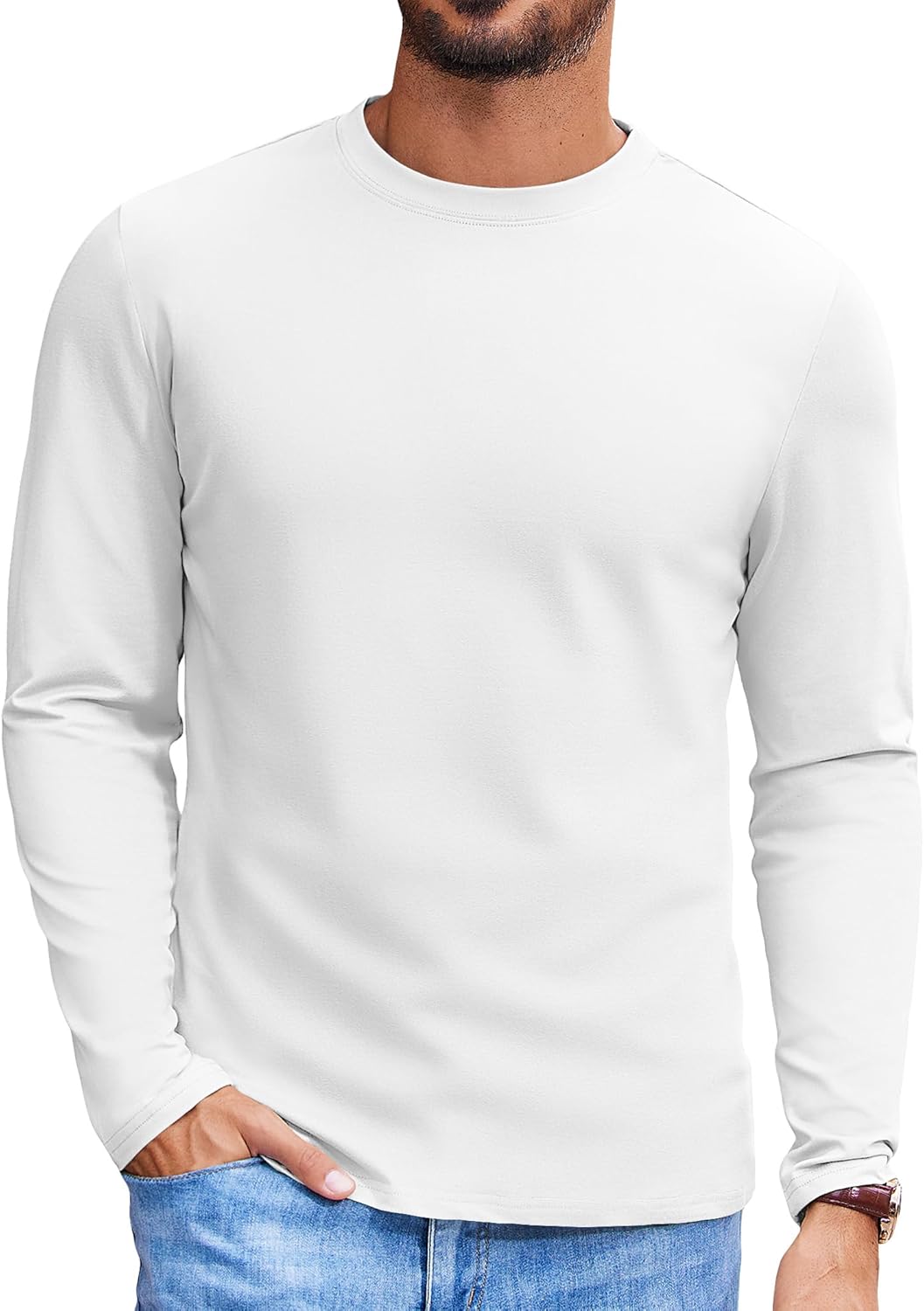 COOFANDY Mens Long Sleeve Tee Shirts Stretch Crew Neck Thermal Shirts Casual T Shirts for Men