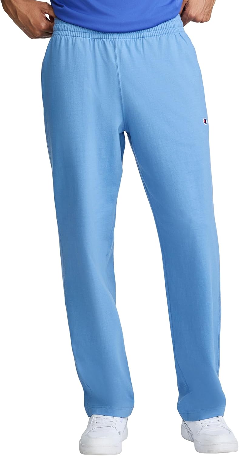 Champion Men's Open-Bottom Lounge Pants, Standard Fit, Lightweight, 100% Cotton, Available in Regular and Big & Tall