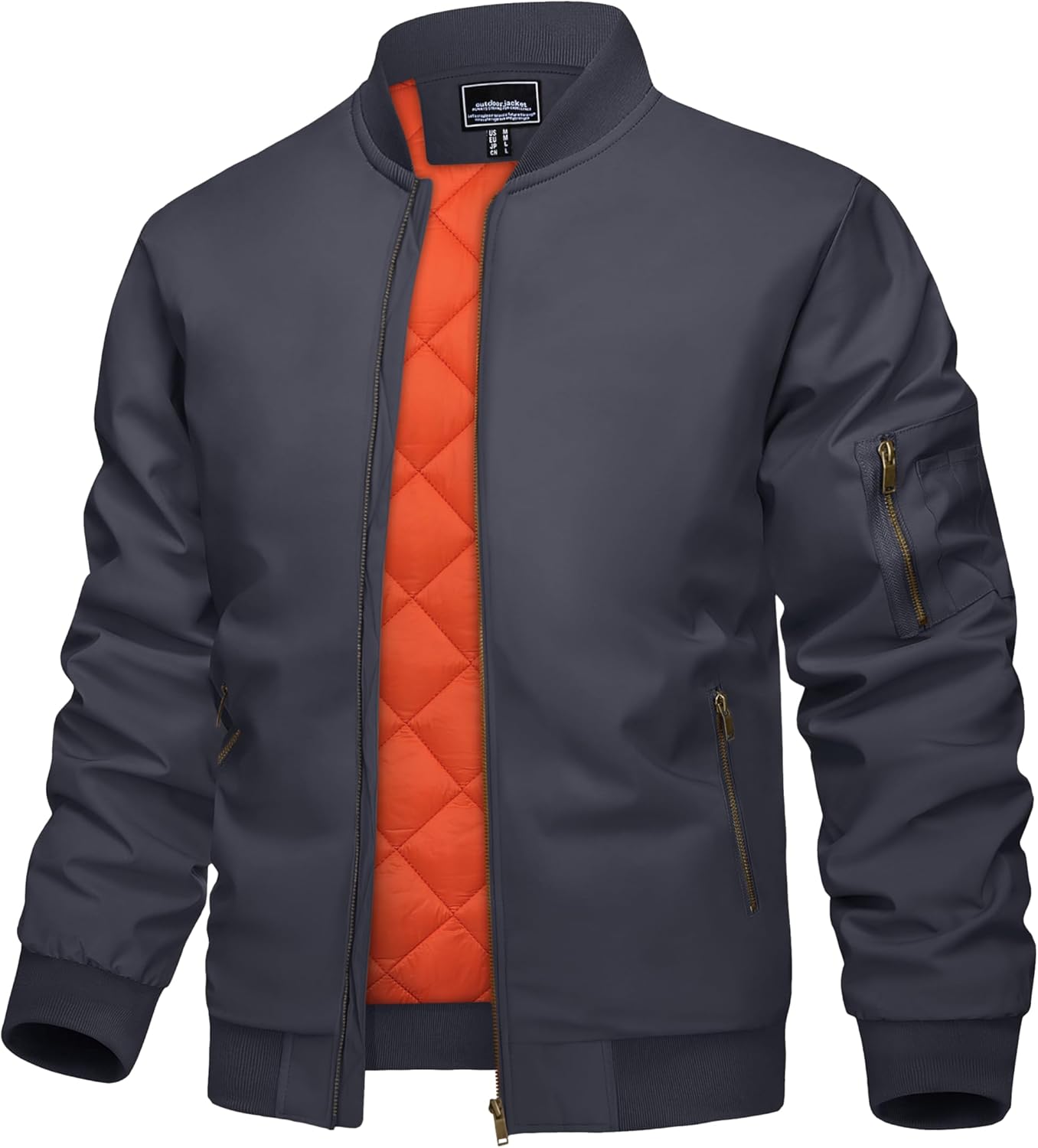 KEFITEVD Bomber Jacket Men Winter Coats Full Zip Windbreaker Mens Jackets Casual Work Coats