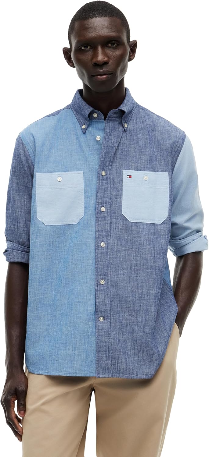 Tommy Hilfiger Men's Long Sleeve Oxford Shirts in Regular Fit, Men's Button Down Shirts, Also Available in Big and Tall