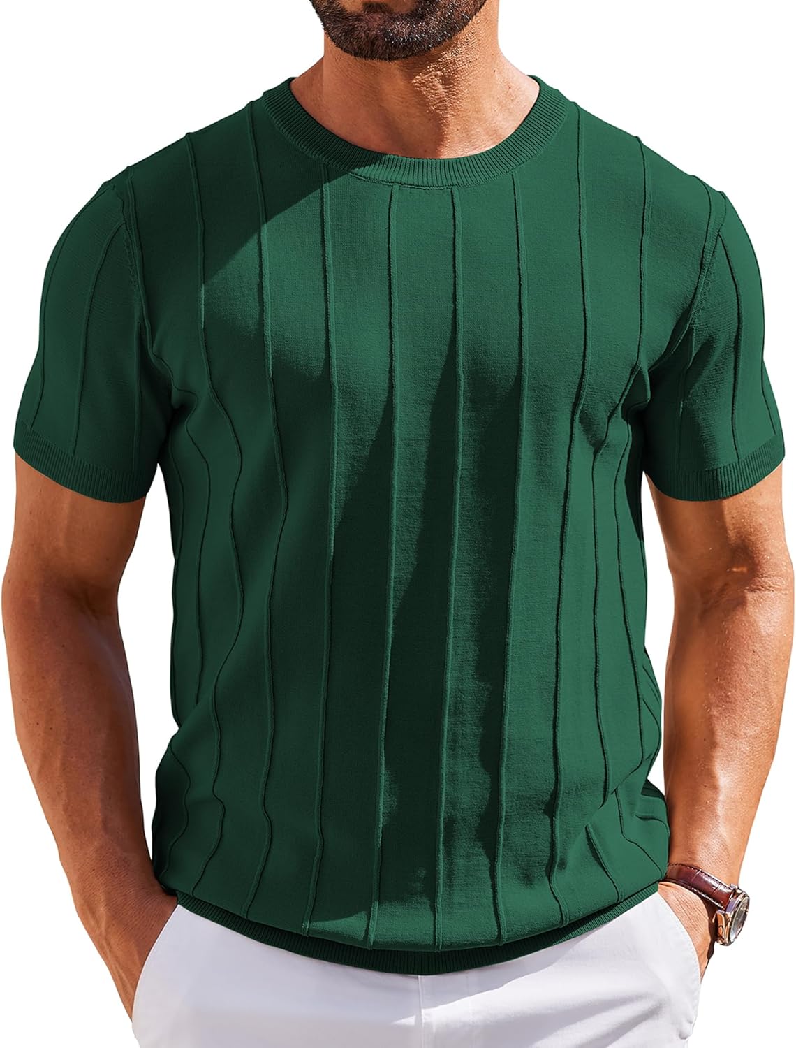 COOFANDY Men's T- Shirts Short Sleeve Knit Sweater Shirt