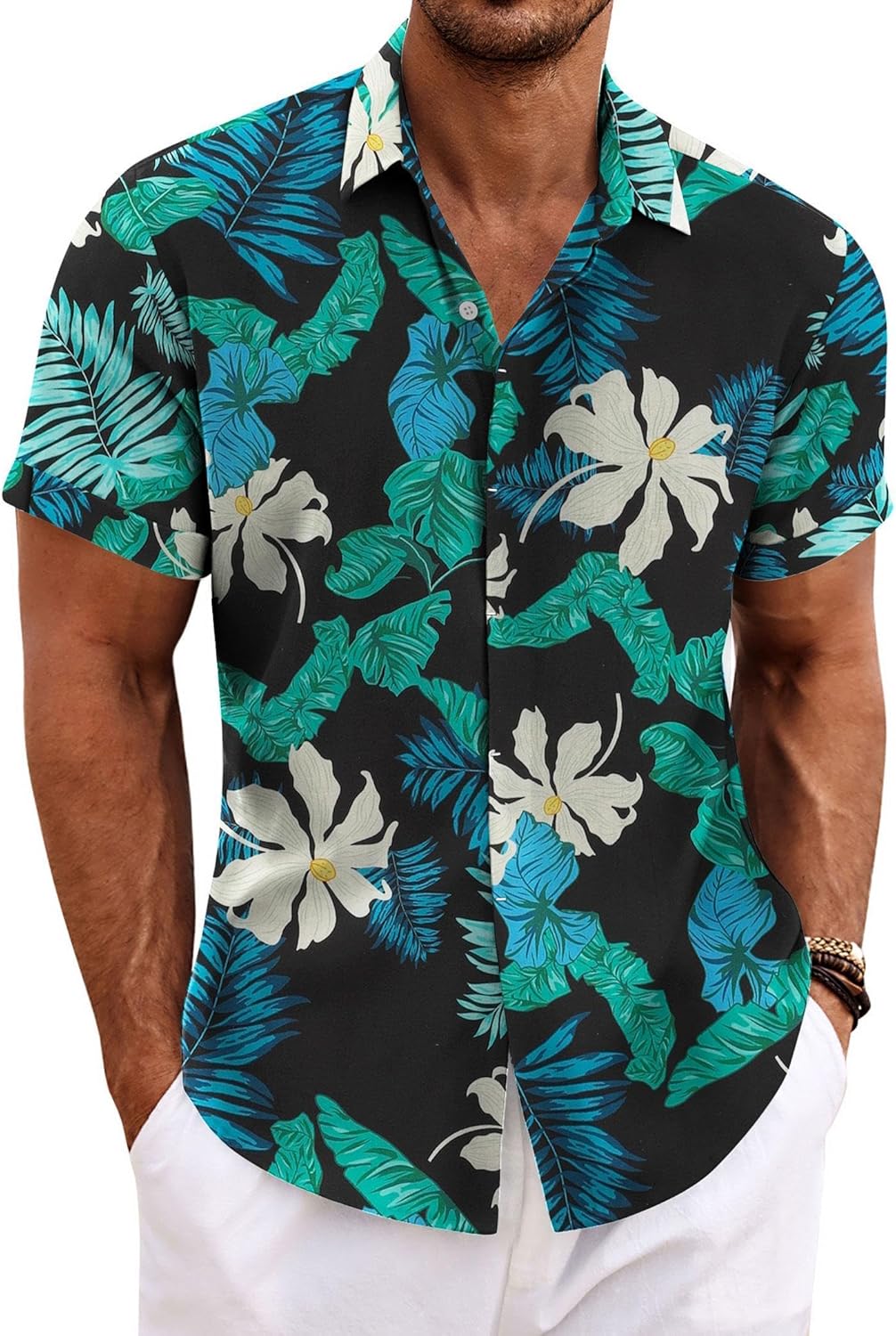 COOFANDY Men's Linen Shirts Short Sleeve Casual Shirts Button Down Shirt