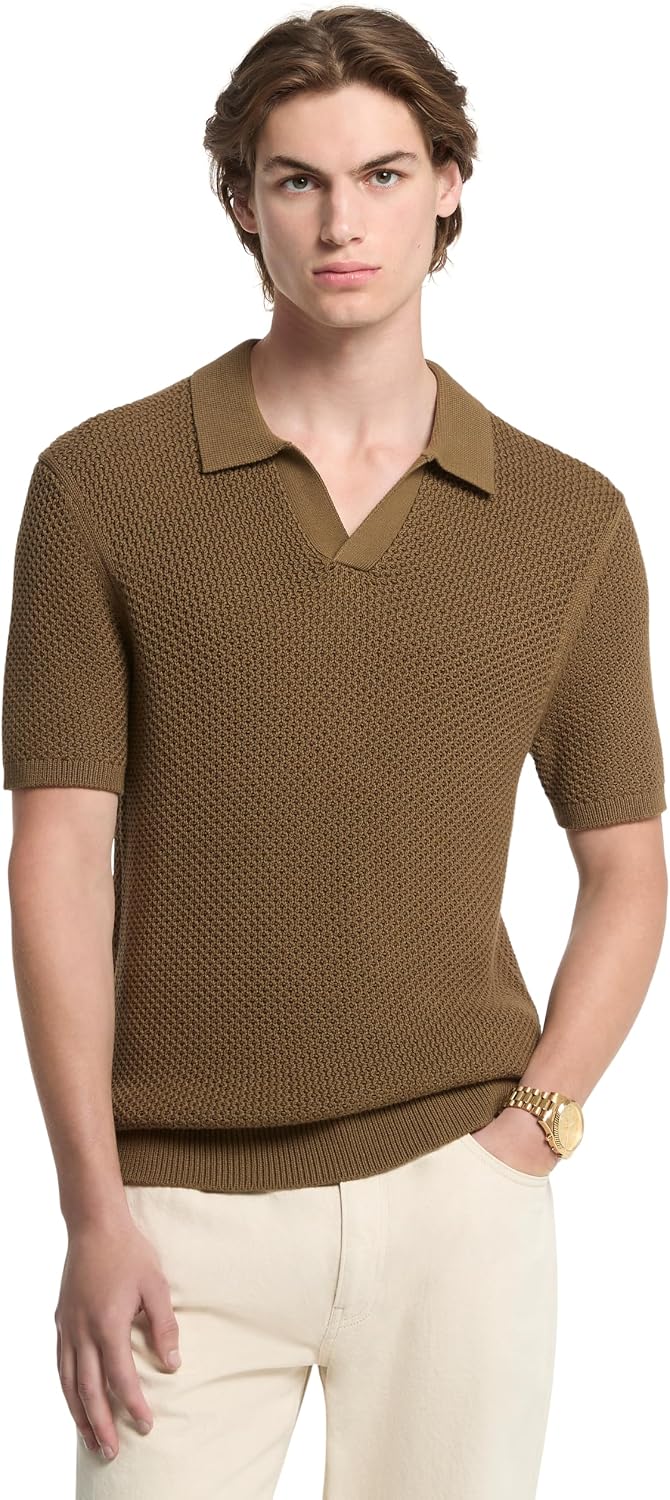 Michael Kors Men's Textured Johnny Collar Polo