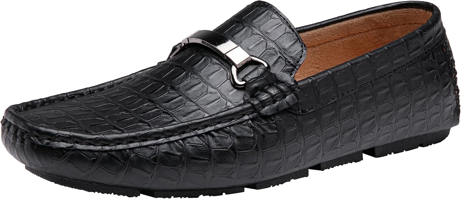 Jousen Men's Loafers Crocodile Printed Casual Mens Slip On Shoes