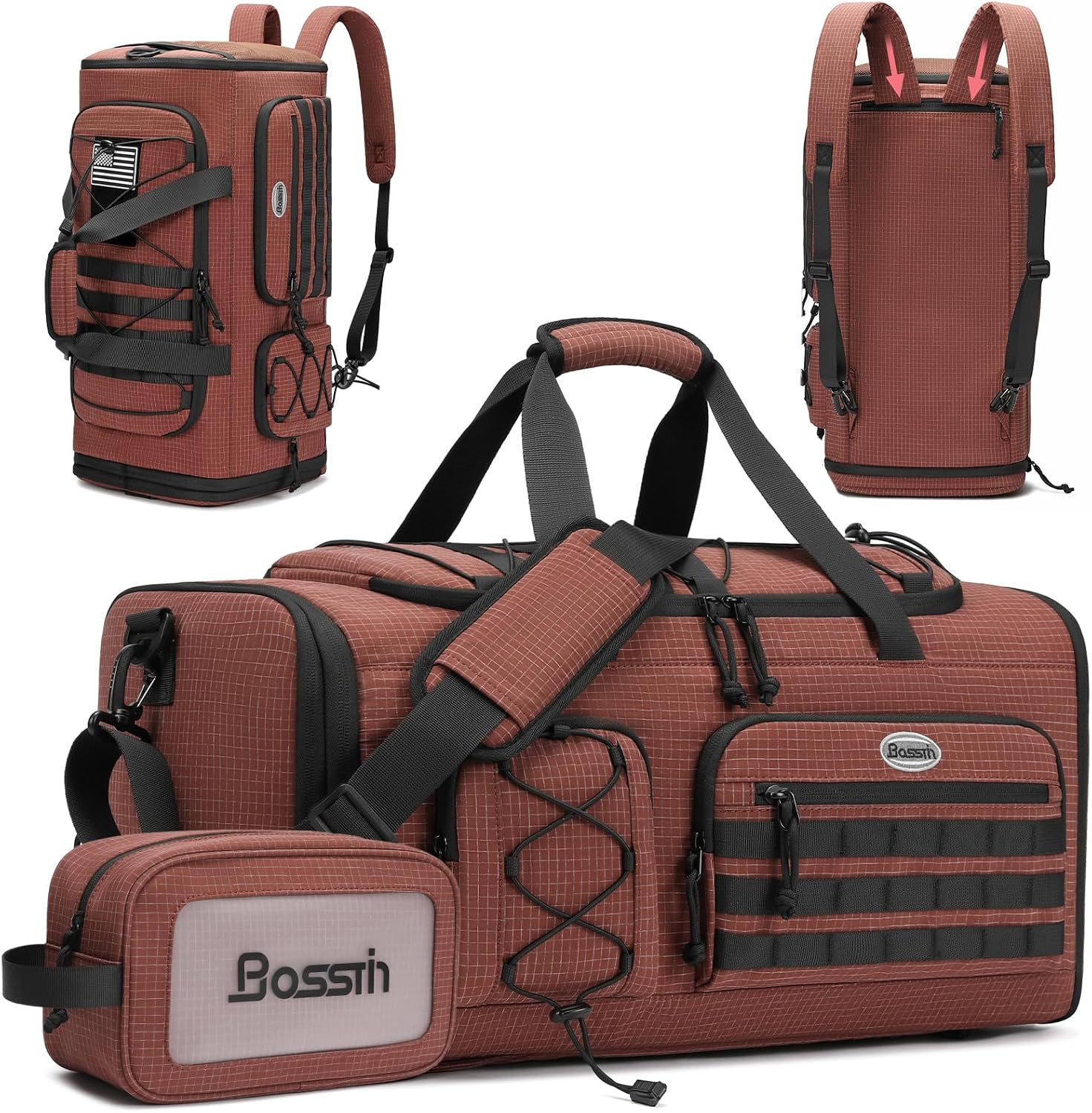 Bosstin Gym Bag for Men , 45L Travel Duffle Sports Duffel Bag Gym Weekender Overnight Backpack with Shoe Compartment (Grey)