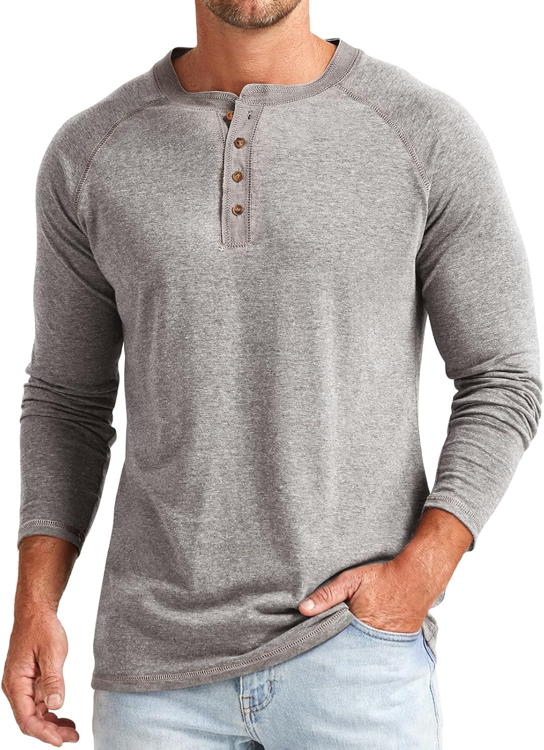 Henley Shirts for Men Long Sleeve Tee Shirts Casual Mens T-Shirts Button Lightweight Pullover Basic Tees