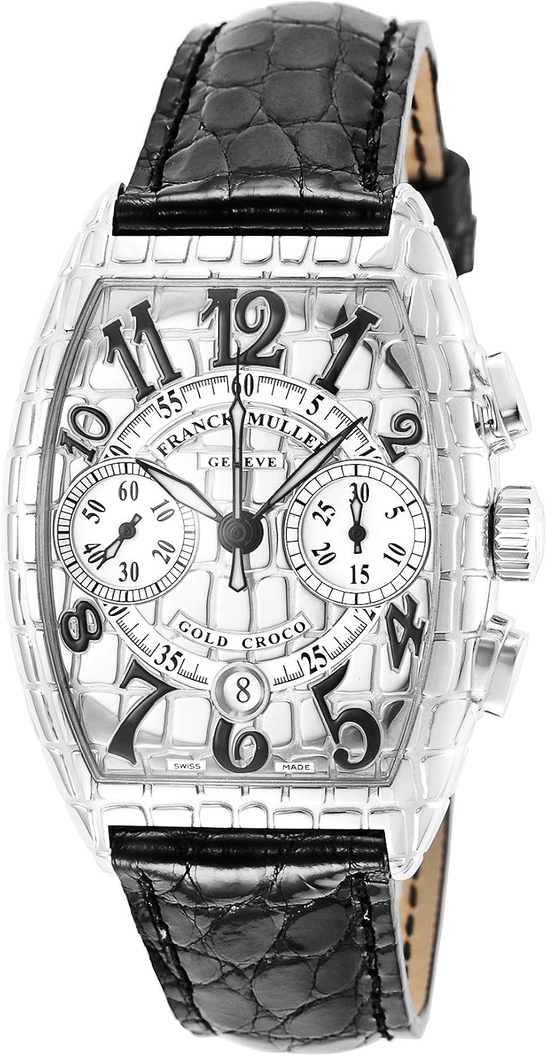 Franck Muller Iron Croc Silver Dial Automatic Winding Crocodile Leather Men Watch 7880CC-CRO-IRON-BLK