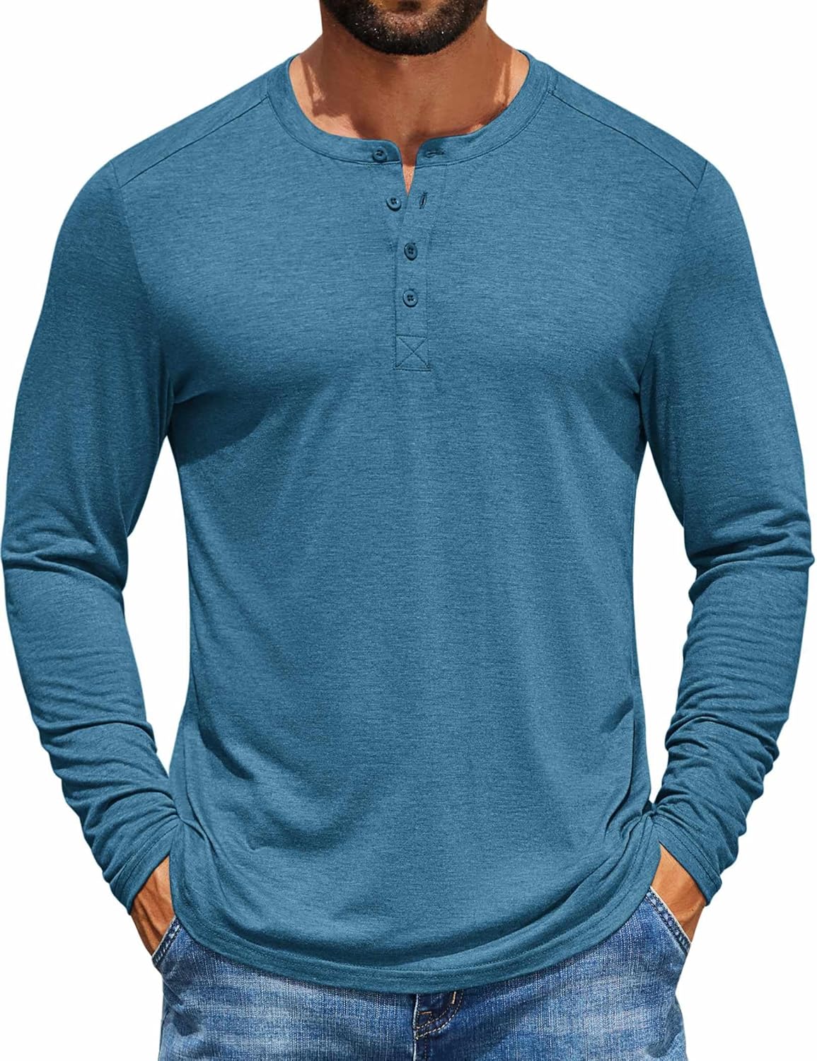COOFANDY Men's Henley Shirts Long Sleeve T-Shirt Lightweight Fashion Casual Pullover Tee Shirt