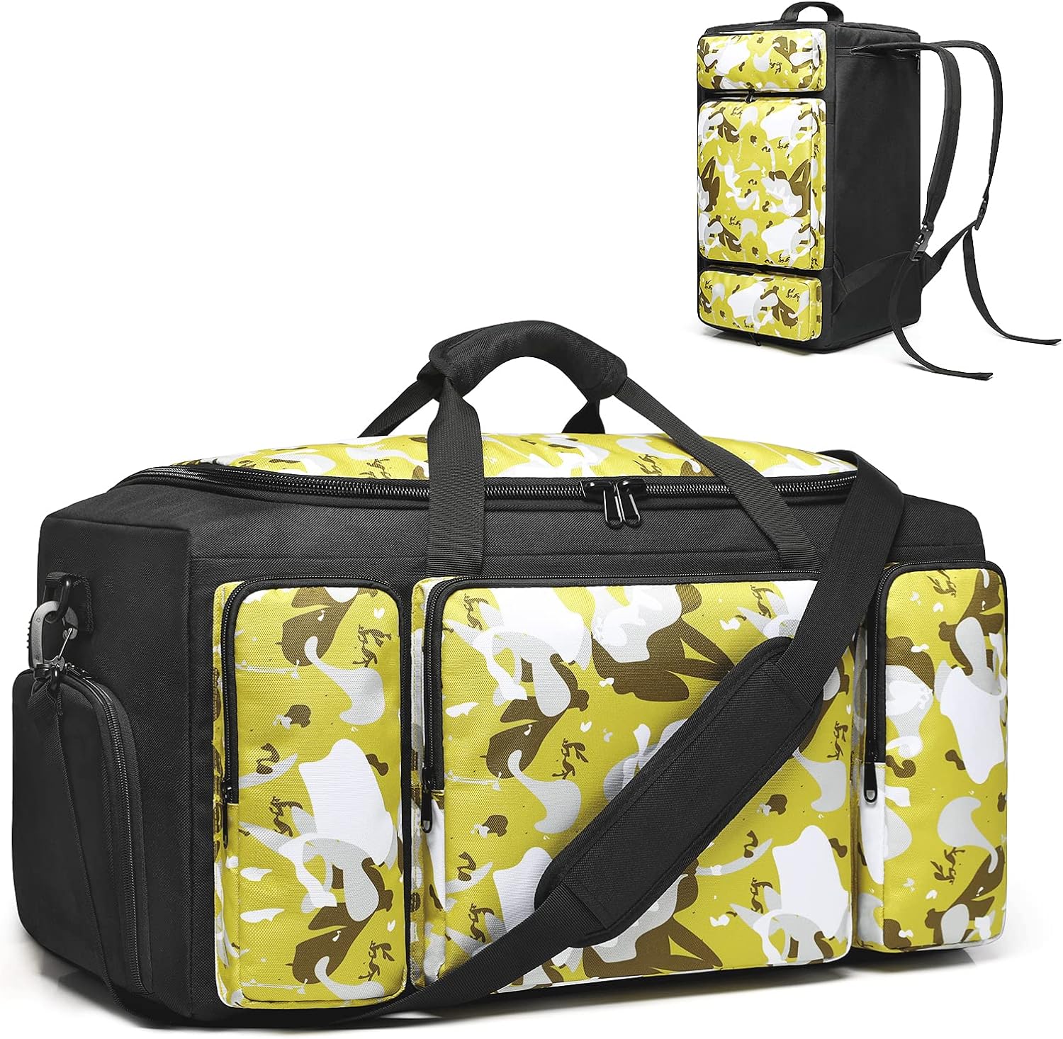 Gym Bags for Men with Shoes Compartment & Wet Pocket 4 Way Large Sports Duffle Bag Backpack Weekender Overnight Bag for Travel, Fitness, Workout, Training, Birthday Gift for Men, Brown