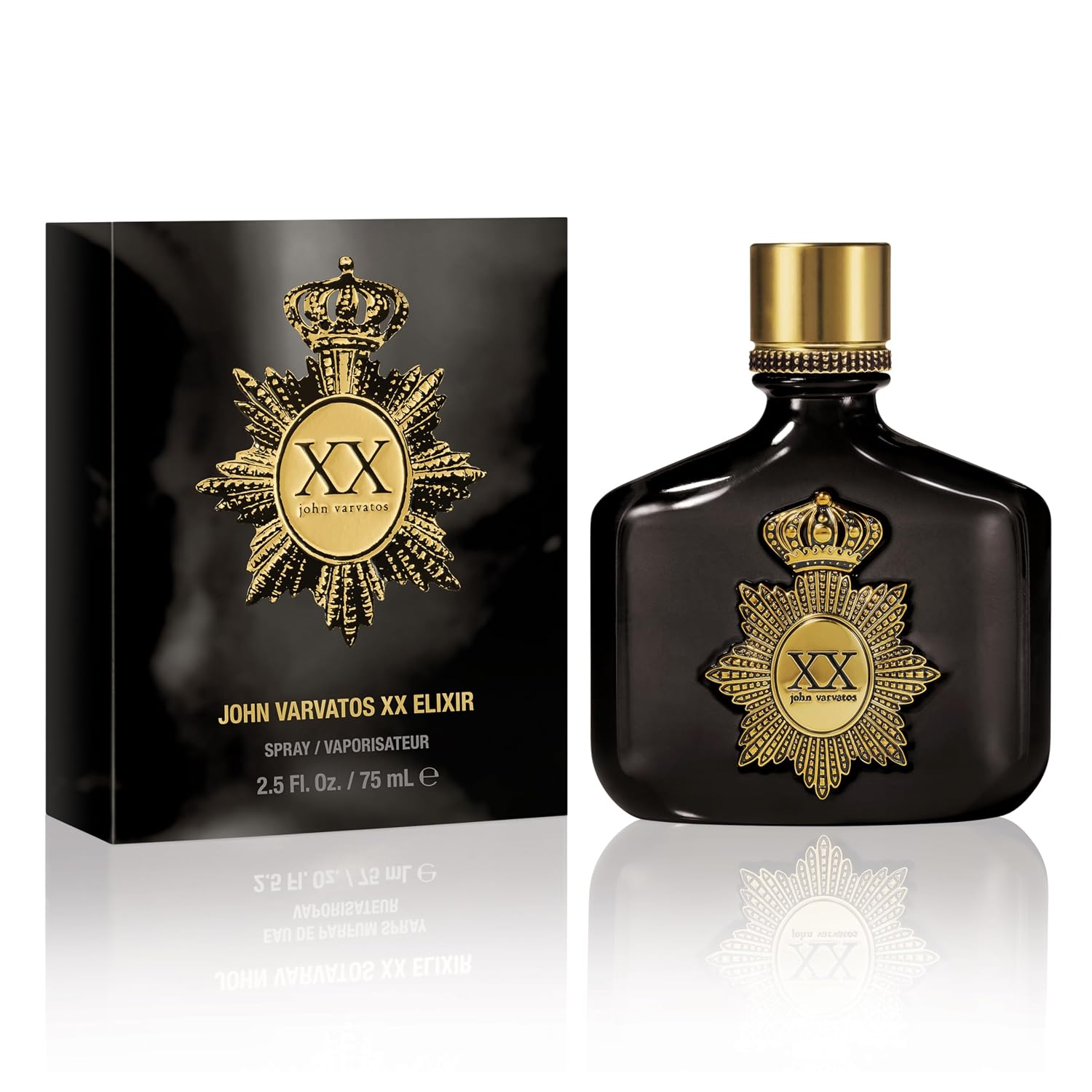 John Varvatos XX Elixir Spray, Cologne for Men, Long-Lasting, Amber Leather Scent with Notes of Rum & Davana Essence, 2.5 fl oz