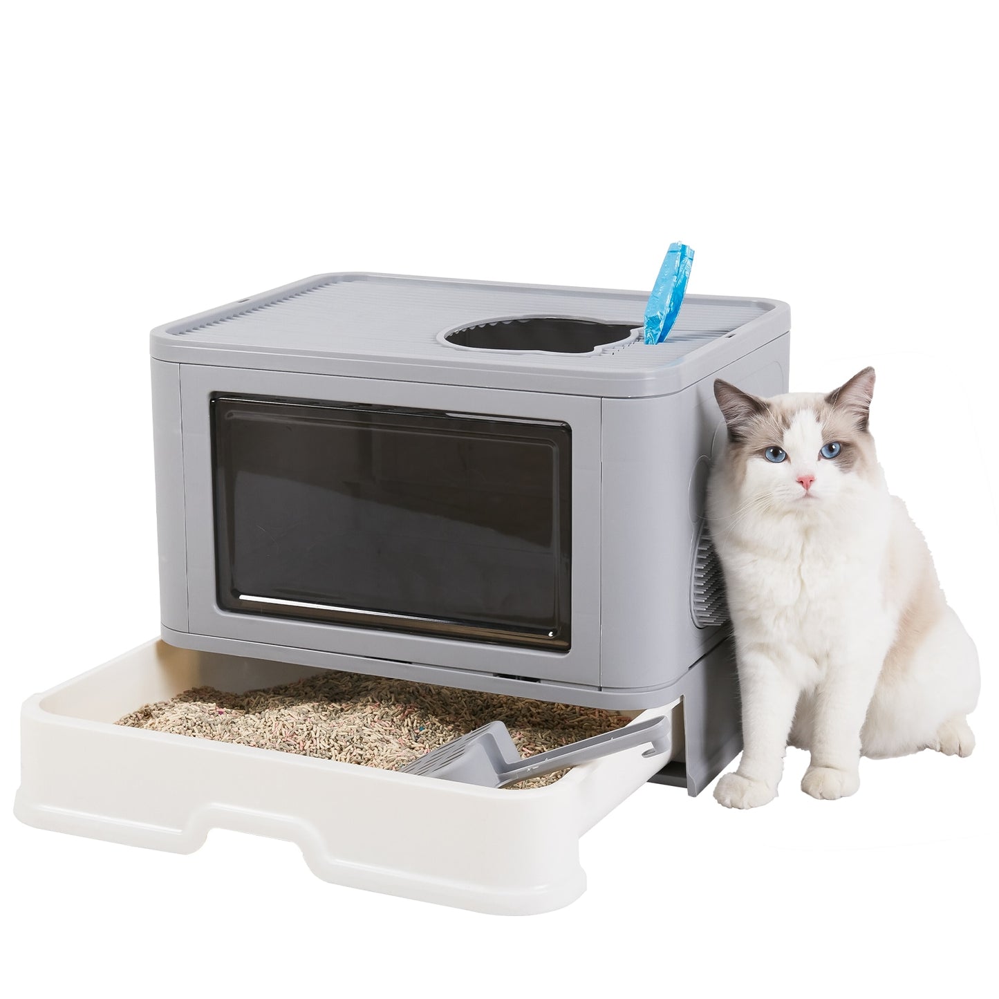 Cat Litter Box Fully Enclosed and Foldable