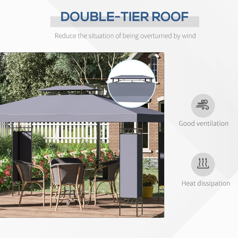 Outdoor Gazebo Shelter With Double Vented Roof