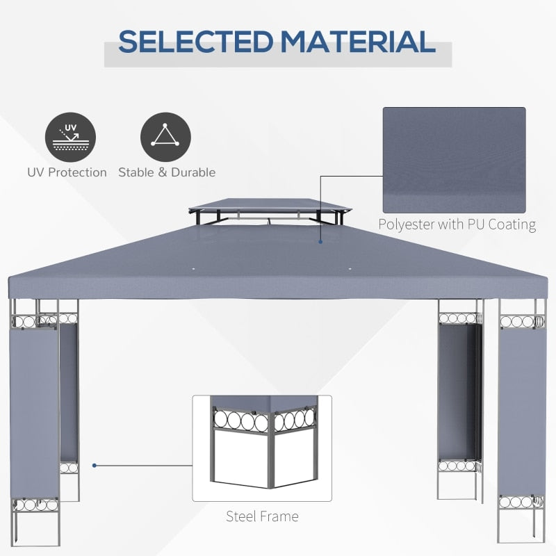 Outdoor Gazebo Shelter With Double Vented Roof