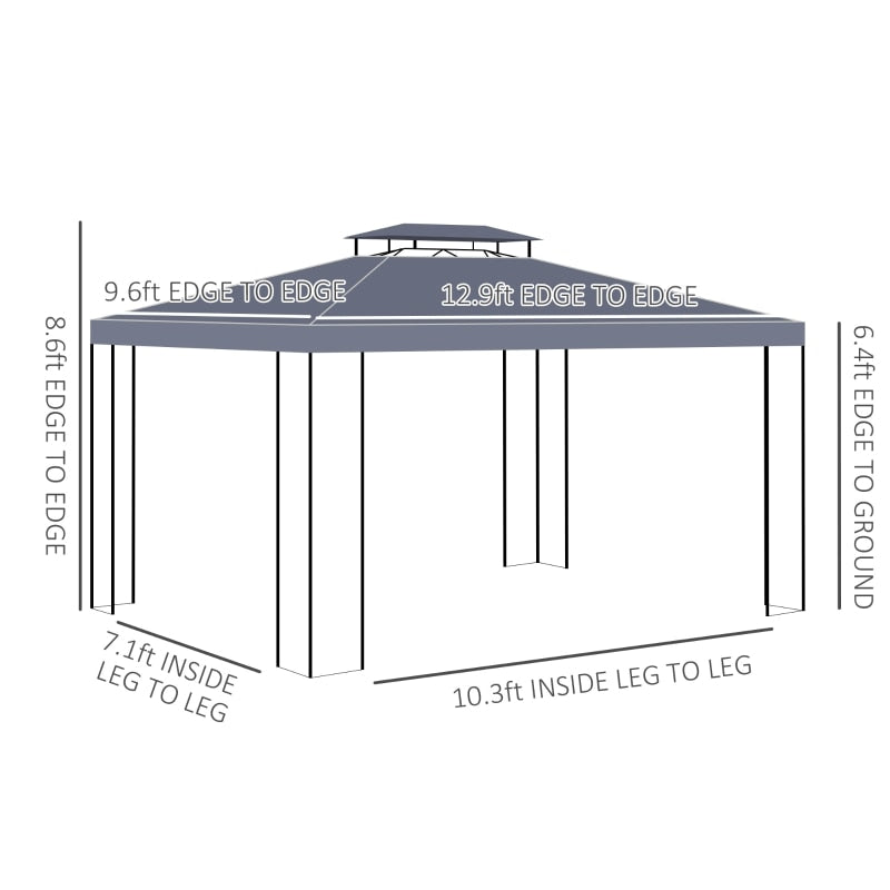 Outdoor Gazebo Shelter With Double Vented Roof