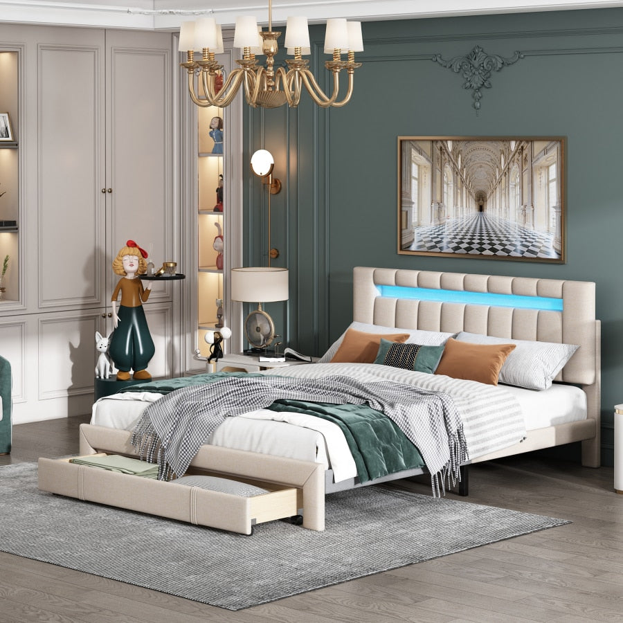 Upholstered double bed  with Storage - suniah