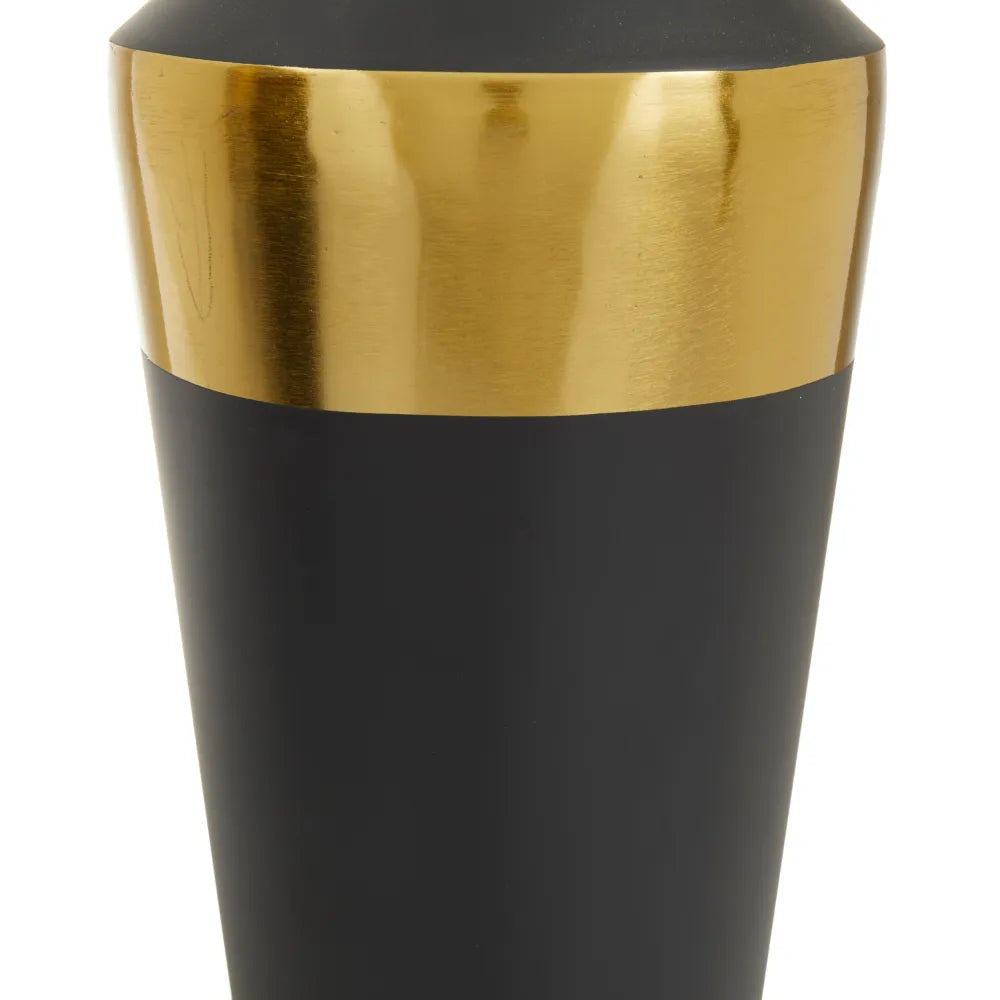 Black Metal Vase with Gold Band