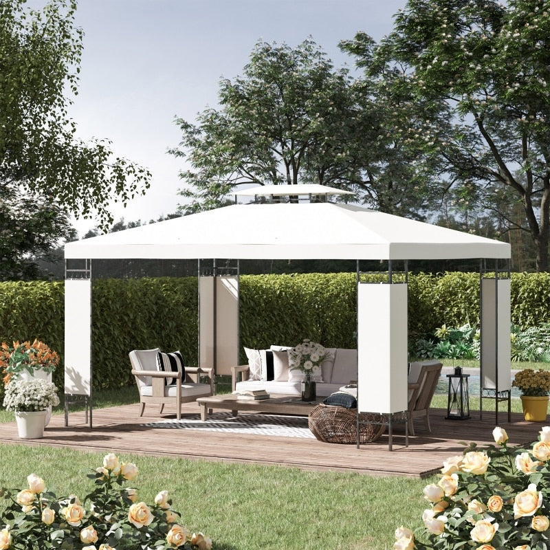 Outdoor Gazebo Shelter With Double Vented Roof