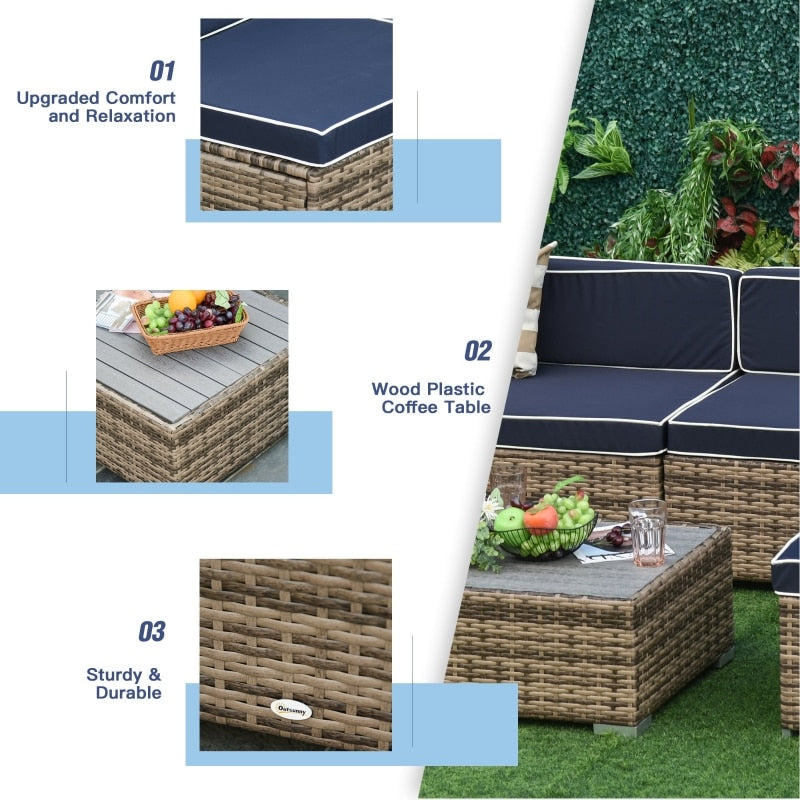 Outdoor Wicker Patio Sofa Set