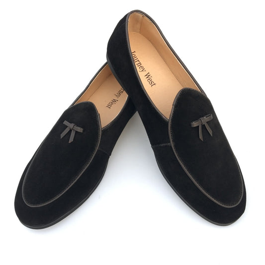 Men's Black Suede Loafers - suniah