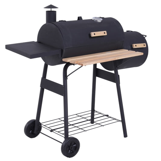 Backyard Portable Grill With Wheels and Storage Shelves - suniah