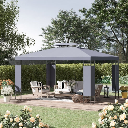 Outdoor Gazebo Shelter With Double Vented Roof