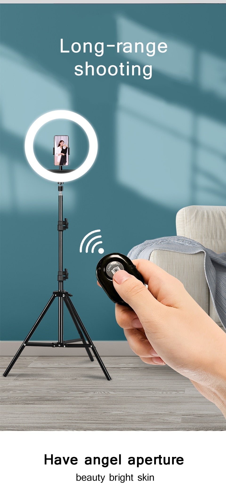 Selfie Ring Phone Stand With Tripod - suniah