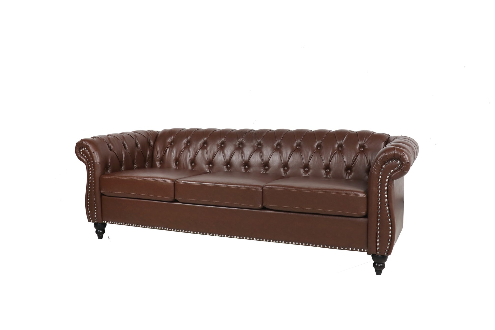Modern Tufted Chesterfield Leather Sofa - suniah
