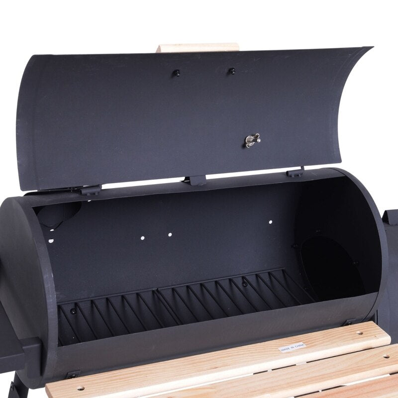 Backyard Portable Grill With Wheels and Storage Shelves - suniah